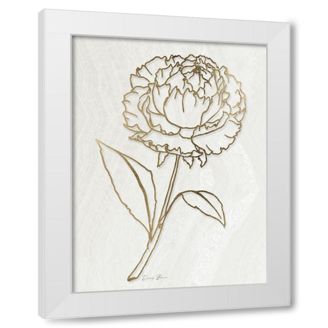 Golden Peony 1 White Modern Wood Framed Art Print by Brown, Denise