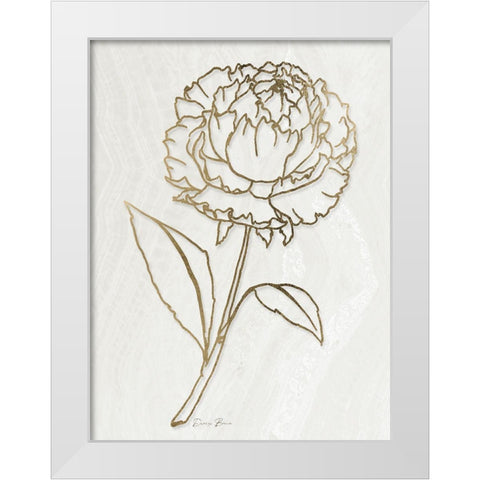 Golden Peony 1 White Modern Wood Framed Art Print by Brown, Denise