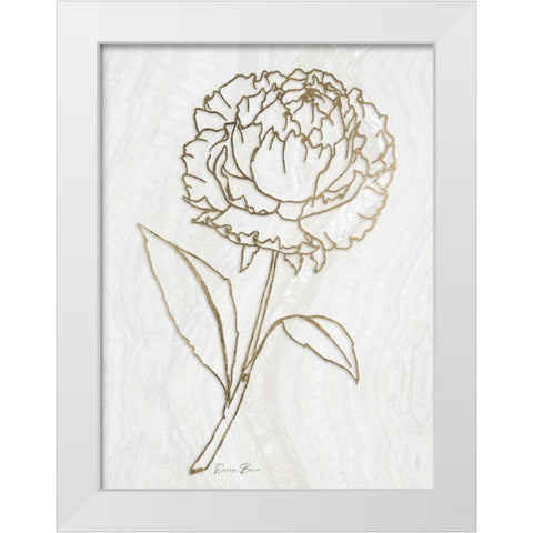 Golden Peony 1 White Modern Wood Framed Art Print by Brown, Denise