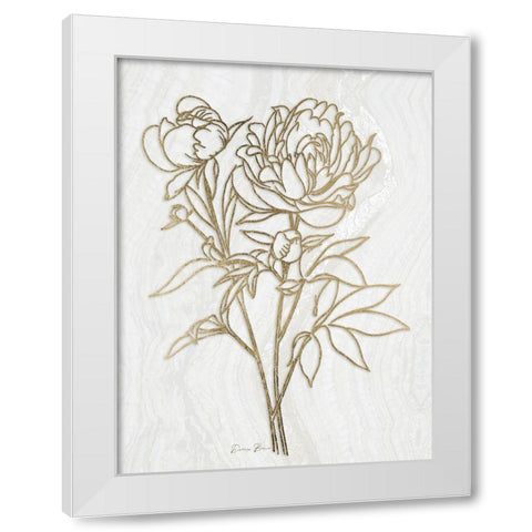 Golden Peony 2 White Modern Wood Framed Art Print by Brown, Denise