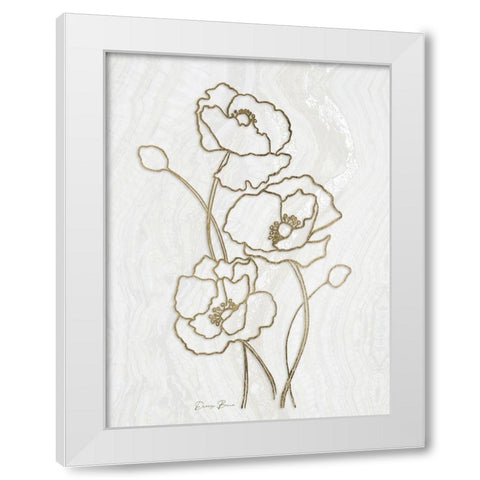 Golden Peony 3 White Modern Wood Framed Art Print by Brown, Denise