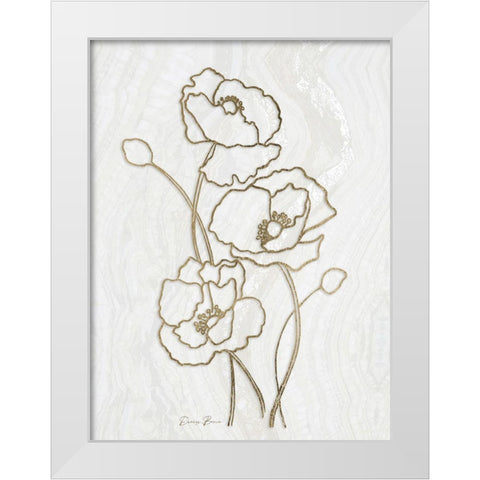 Golden Peony 3 White Modern Wood Framed Art Print by Brown, Denise
