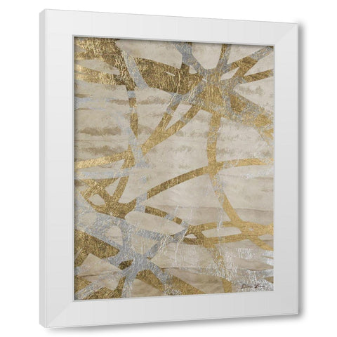 Golden and Silver Rings White Modern Wood Framed Art Print by Brown, Denise