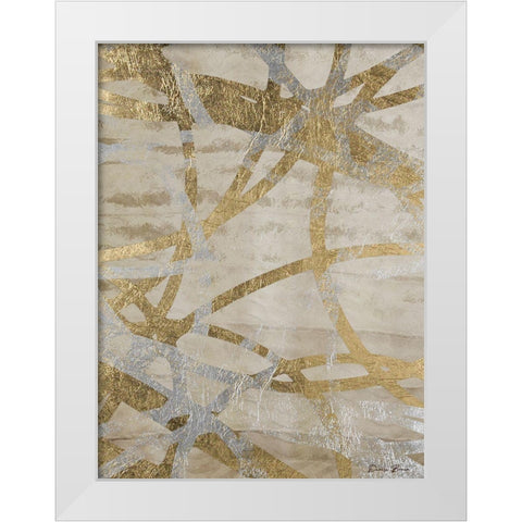 Golden and Silver Rings White Modern Wood Framed Art Print by Brown, Denise