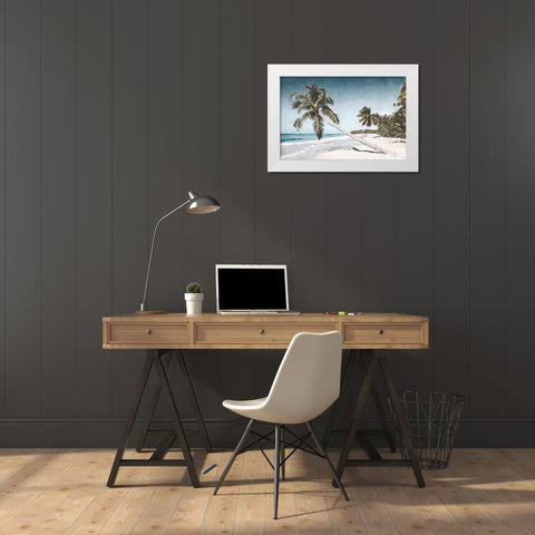 Happy Place White Modern Wood Framed Art Print by Brown, Denise