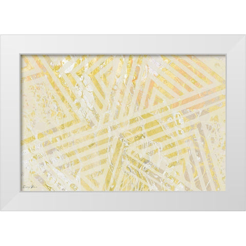 Orange Gold Pattern White Modern Wood Framed Art Print by Brown, Denise