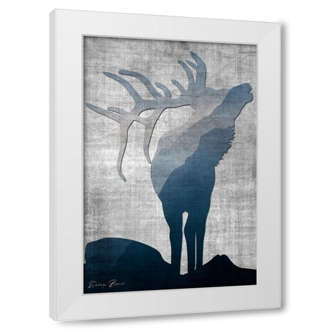 Buck Silhouette 1 White Modern Wood Framed Art Print by Brown, Denise