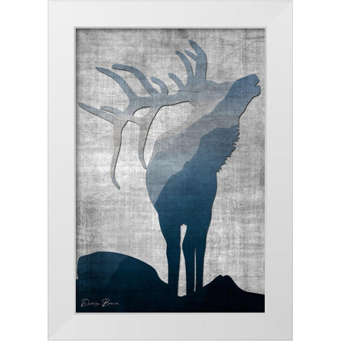 Buck Silhouette 1 White Modern Wood Framed Art Print by Brown, Denise