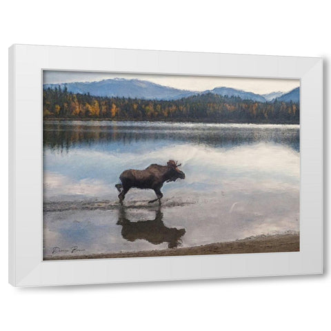 Moose White Modern Wood Framed Art Print by Brown, Denise