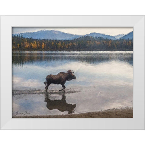 Moose White Modern Wood Framed Art Print by Brown, Denise
