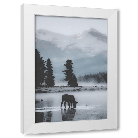 Mountain Silhouette White Modern Wood Framed Art Print by Brown, Denise