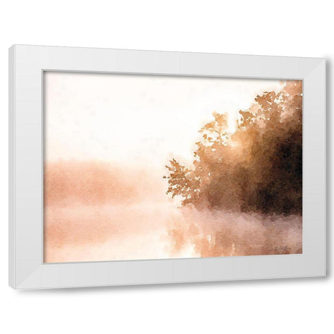 Lake By Sunset White Modern Wood Framed Art Print by Brown, Denise