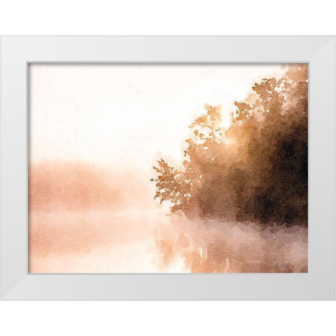 Lake By Sunset White Modern Wood Framed Art Print by Brown, Denise