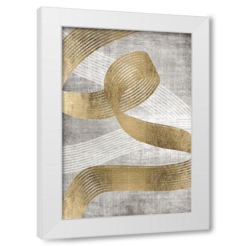 Golden Ribbon 2 White Modern Wood Framed Art Print by Brown, Denise