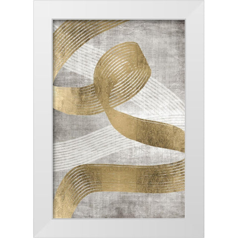Golden Ribbon 2 White Modern Wood Framed Art Print by Brown, Denise