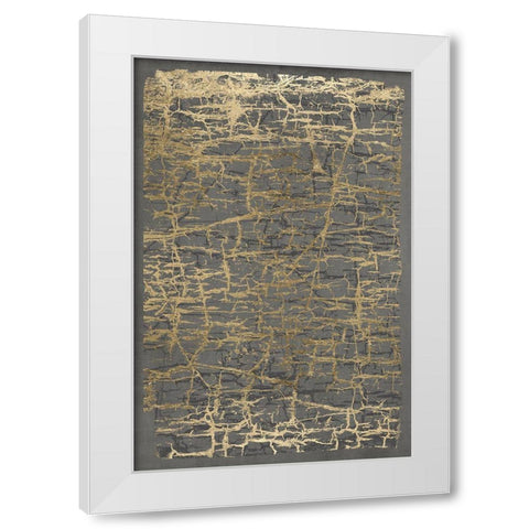 Gray Black Cracks 1 White Modern Wood Framed Art Print by Brown, Denise