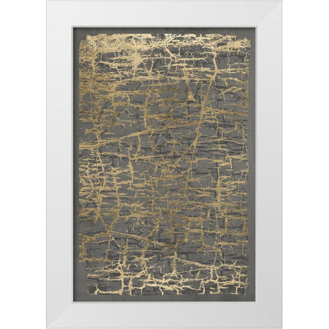 Gray Black Cracks 1 White Modern Wood Framed Art Print by Brown, Denise