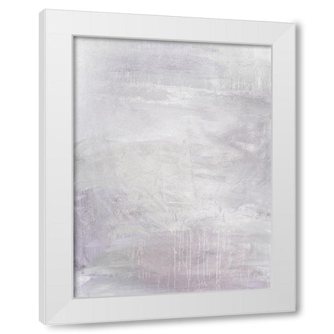 Raining In Lilac White Modern Wood Framed Art Print by Brown, Denise