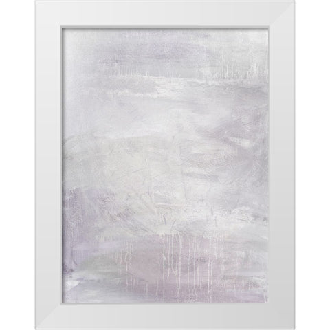 Raining In Lilac White Modern Wood Framed Art Print by Brown, Denise