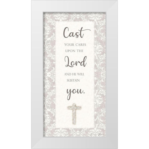 Cast Your Cares White Modern Wood Framed Art Print by Brown, Denise