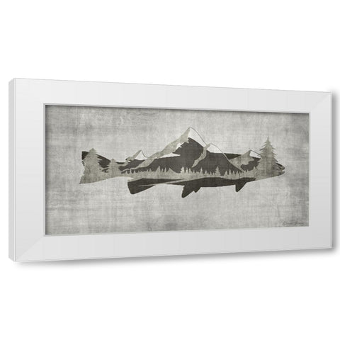 Mountain Trout White Modern Wood Framed Art Print by Brown, Denise