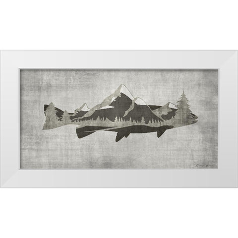 Mountain Trout White Modern Wood Framed Art Print by Brown, Denise