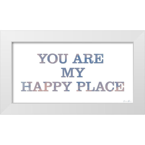 Happy Place White Modern Wood Framed Art Print by Brown, Denise