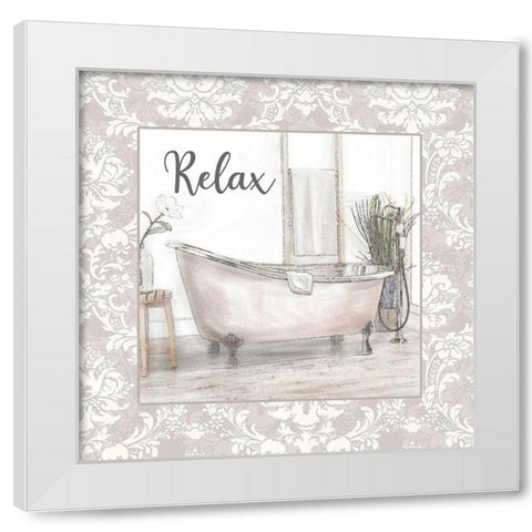 Relaxing Tub White Modern Wood Framed Art Print by Brown, Denise