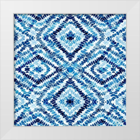 Blue Diamonds White Modern Wood Framed Art Print by Brown, Denise