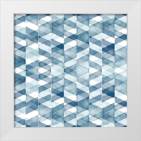 Blue Geometric 1 White Modern Wood Framed Art Print by Brown, Denise