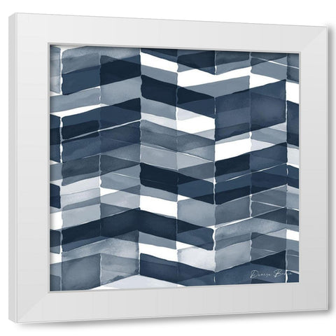 Blue Geometric 1 Pantone Flat White Modern Wood Framed Art Print by Brown, Denise