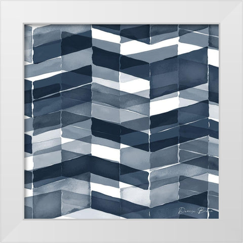 Blue Geometric 1 Pantone Flat White Modern Wood Framed Art Print by Brown, Denise