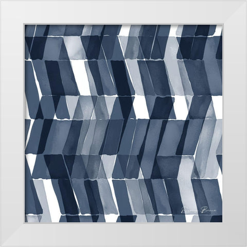 Blue Geometric 2 Pantone Flat White Modern Wood Framed Art Print by Brown, Denise
