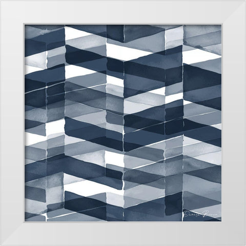 Blue Geometric 3 Pantone Flat White Modern Wood Framed Art Print by Brown, Denise