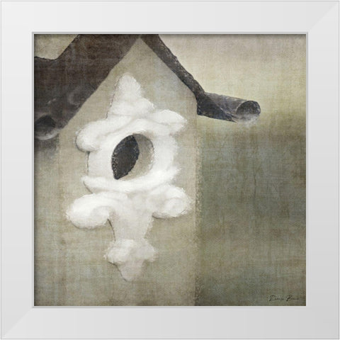 Bird House White Modern Wood Framed Art Print by Brown, Denise