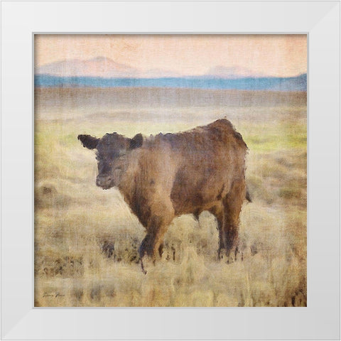 Cow White Modern Wood Framed Art Print by Brown, Denise