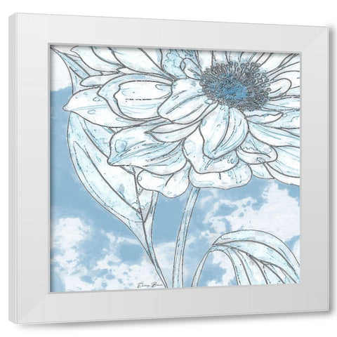Blue Floral 1 White Modern Wood Framed Art Print by Brown, Denise