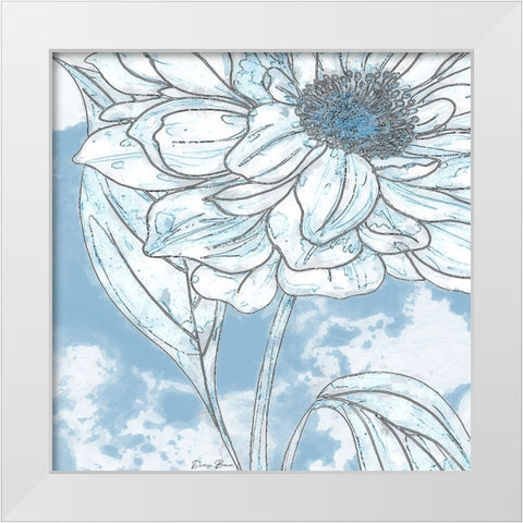 Blue Floral 1 White Modern Wood Framed Art Print by Brown, Denise