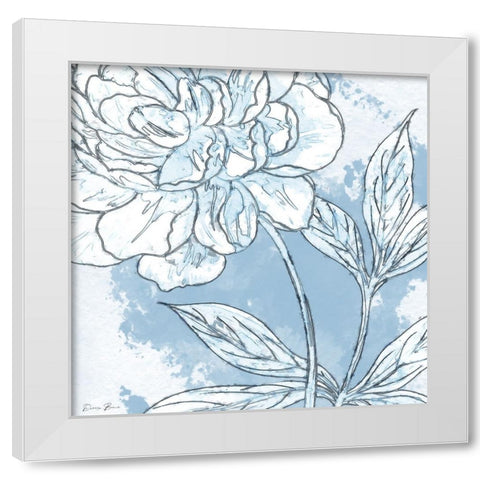 Blue Floral 2 White Modern Wood Framed Art Print by Brown, Denise