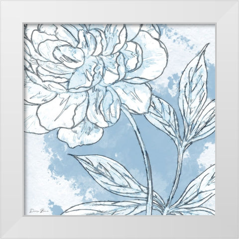 Blue Floral 2 White Modern Wood Framed Art Print by Brown, Denise