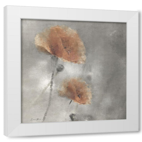 Two Poppies 1 White Modern Wood Framed Art Print by Brown, Denise