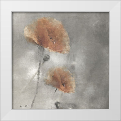 Two Poppies 1 White Modern Wood Framed Art Print by Brown, Denise