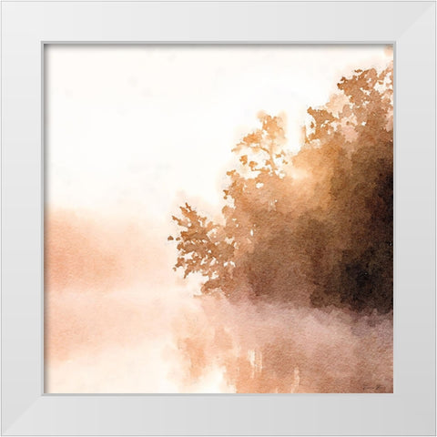Lake By Sunset White Modern Wood Framed Art Print by Brown, Denise