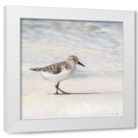 Eclipsed Sandpiper White Modern Wood Framed Art Print by Brown, Denise