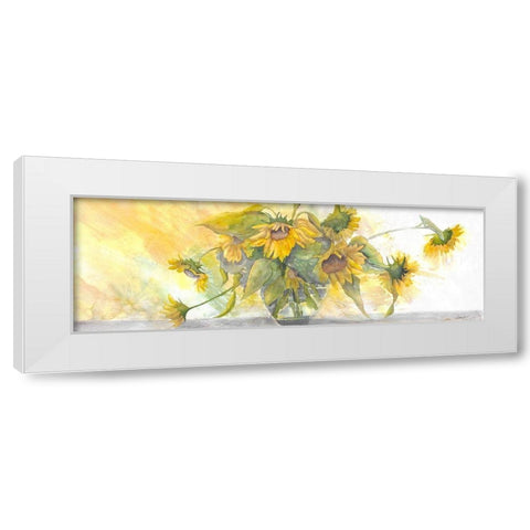 Sun Kissed Sunflowers White Modern Wood Framed Art Print by Charest, Doris