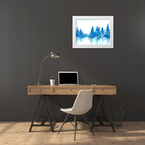 Blue Forest White Modern Wood Framed Art Print by Charest, Doris