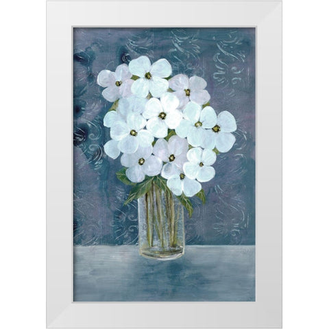 White Floral Blues White Modern Wood Framed Art Print by Charest, Doris