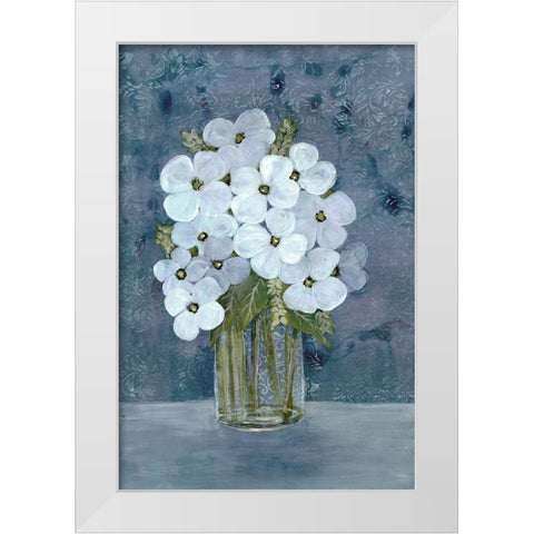 White Floral Blues 2 White Modern Wood Framed Art Print by Charest, Doris