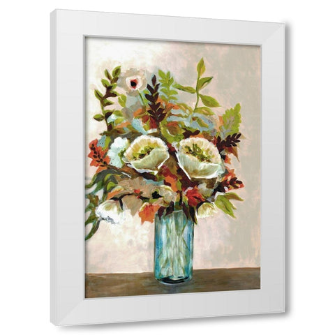 Bright Excited Florals White Modern Wood Framed Art Print by Charest, Doris