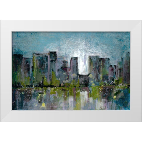 City Glow White Modern Wood Framed Art Print by Charest, Doris